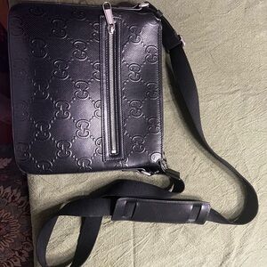 Gucci Black Embossed Messenger Bag